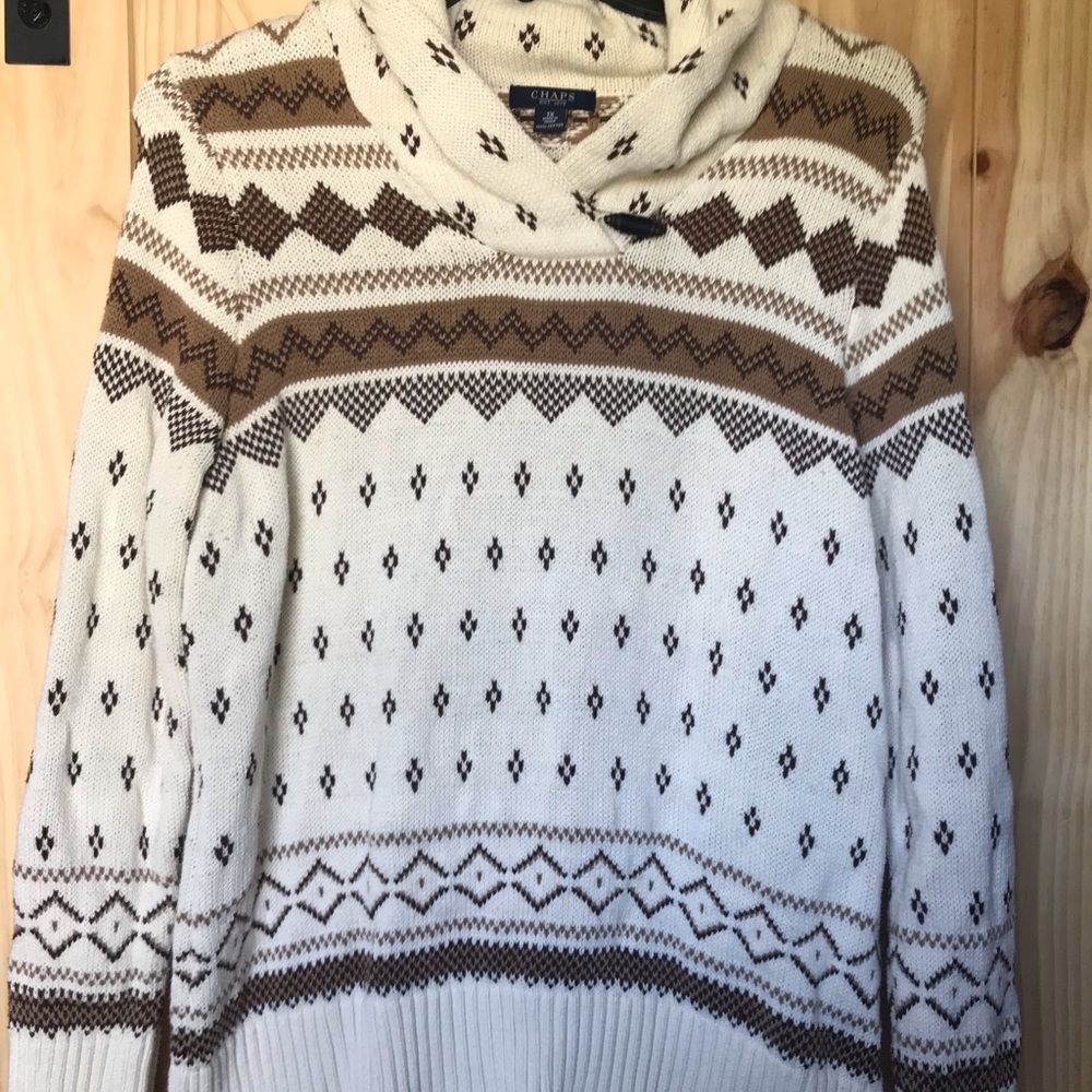 Chaps 100% cotton heavy pullover sweater 1X EUC
